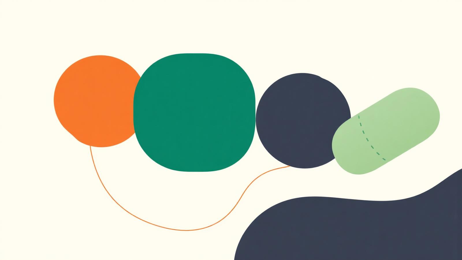 Abstrakte Darstellung verschiedener Bausteine der medikamentösen Behandlung und ihrer regelmäßigen Kontrolle
